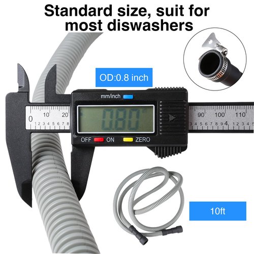 PevePexe Universal Dishwasher Drain Hose - 6 Ft Corrugated Discharge Hose Flexible Dishwasher Replacement Drain Hose Extension with 2 Clamps,Fit 5/8"-3/4" and 1"