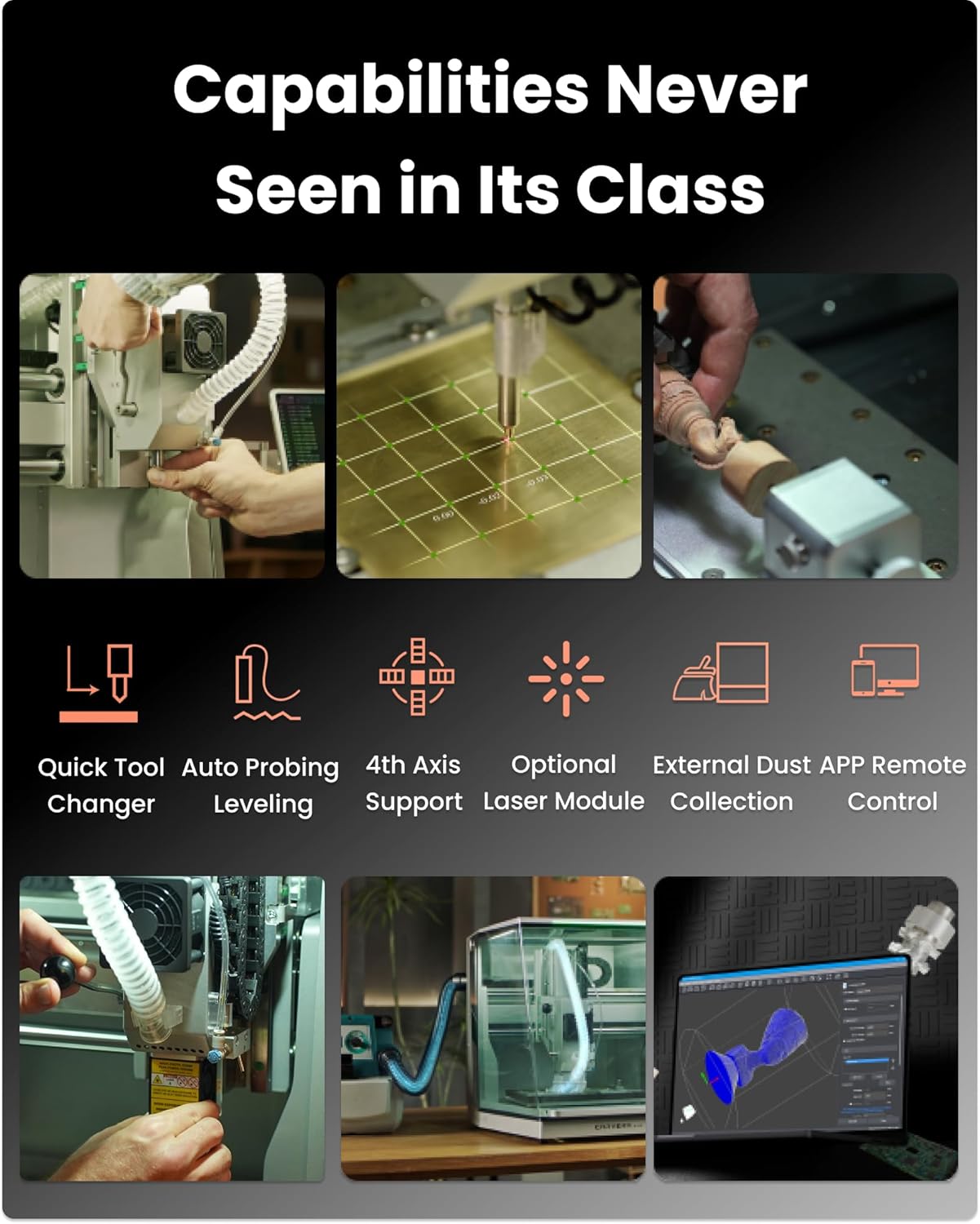 Carvera Air Desktop CNC Machine with 4th Axis and Add-on Module by Makera, Compact Enclosed Mini CNC Router, Quick Tool Changer Closed-Loop Control, User-Friendly CAM for Milling,Cutting, DIY, Crafts