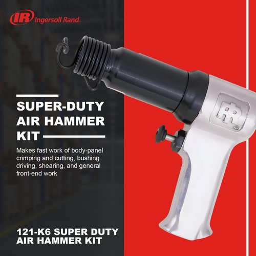Ingersoll Rand 121-K6 Super Duty Air Hammer Kit, 121/Q Tool Plus 6 PC Chisel Set with Storage Case, Touch Trigger for Max Control, 3000 BPM