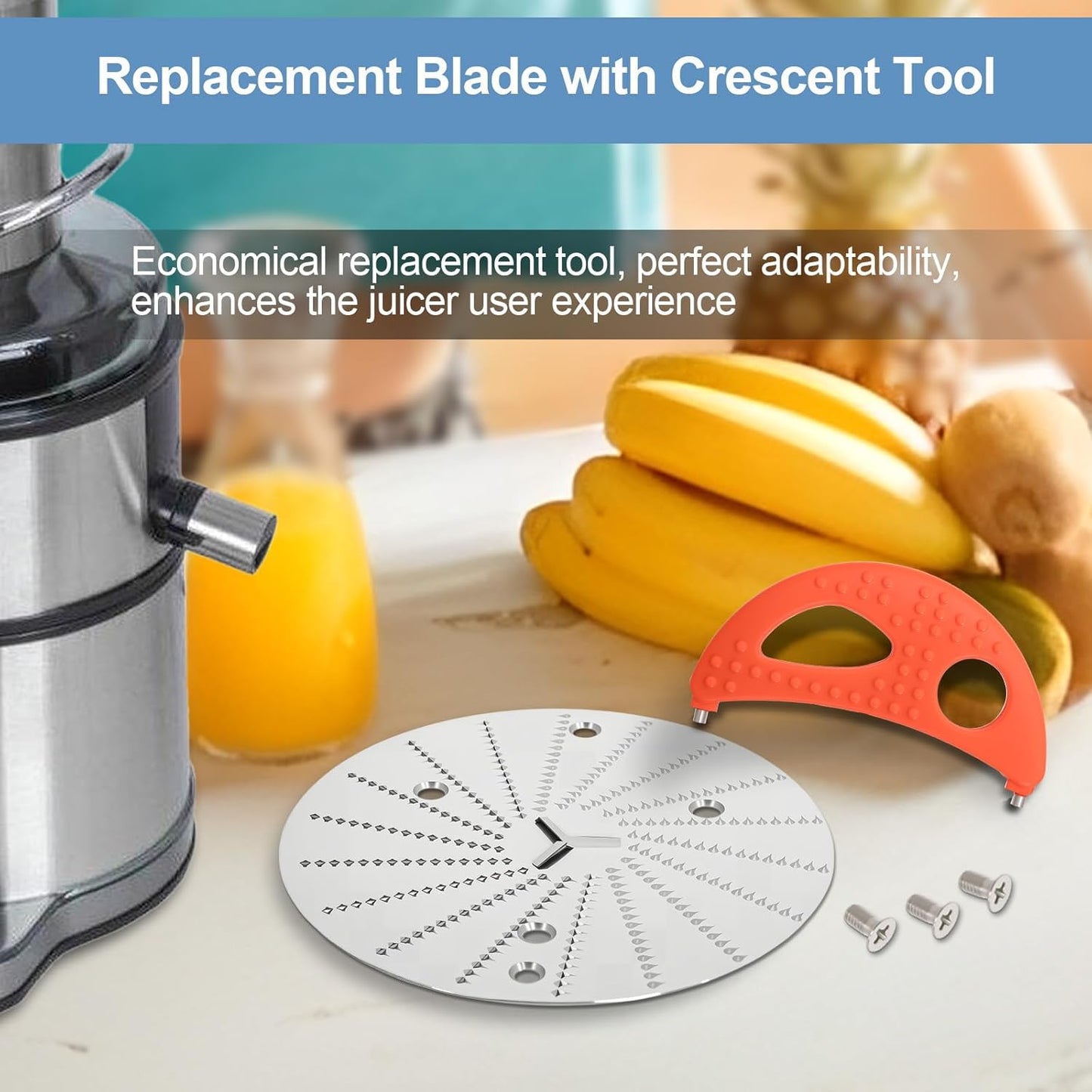 Replacement Blade with Crescent Tool Compatible with Jack LaLanne Power Juice, Safe Stainless Steel Juicer Blade, Juicer Repalcement Parts