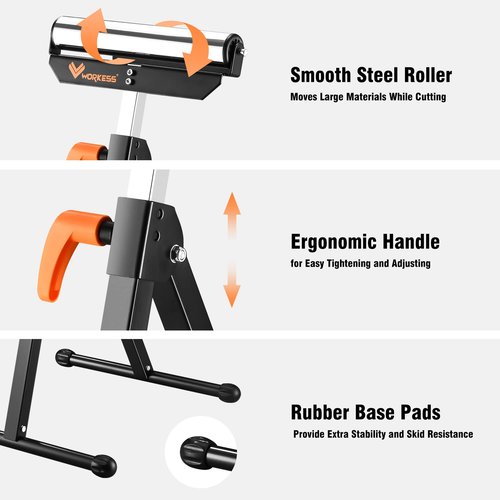 WORKESS Roller Support Stand 132 Lbs Load Capacity, Twin Pack WK-RS004T