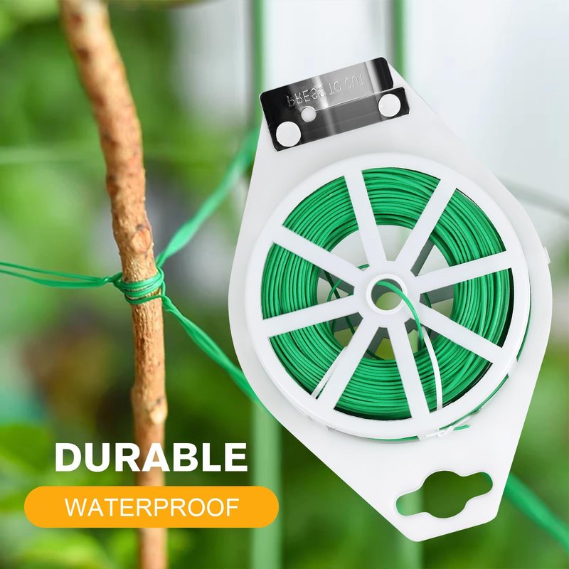 Iniscape 328FT Garden Twist Tie Wire – with Built-in Cutter, Rustproof Flexible Binding Wire for Plants, Tomatoes, Vines – Multi-Purpose for Garden, Home, and Office Organization