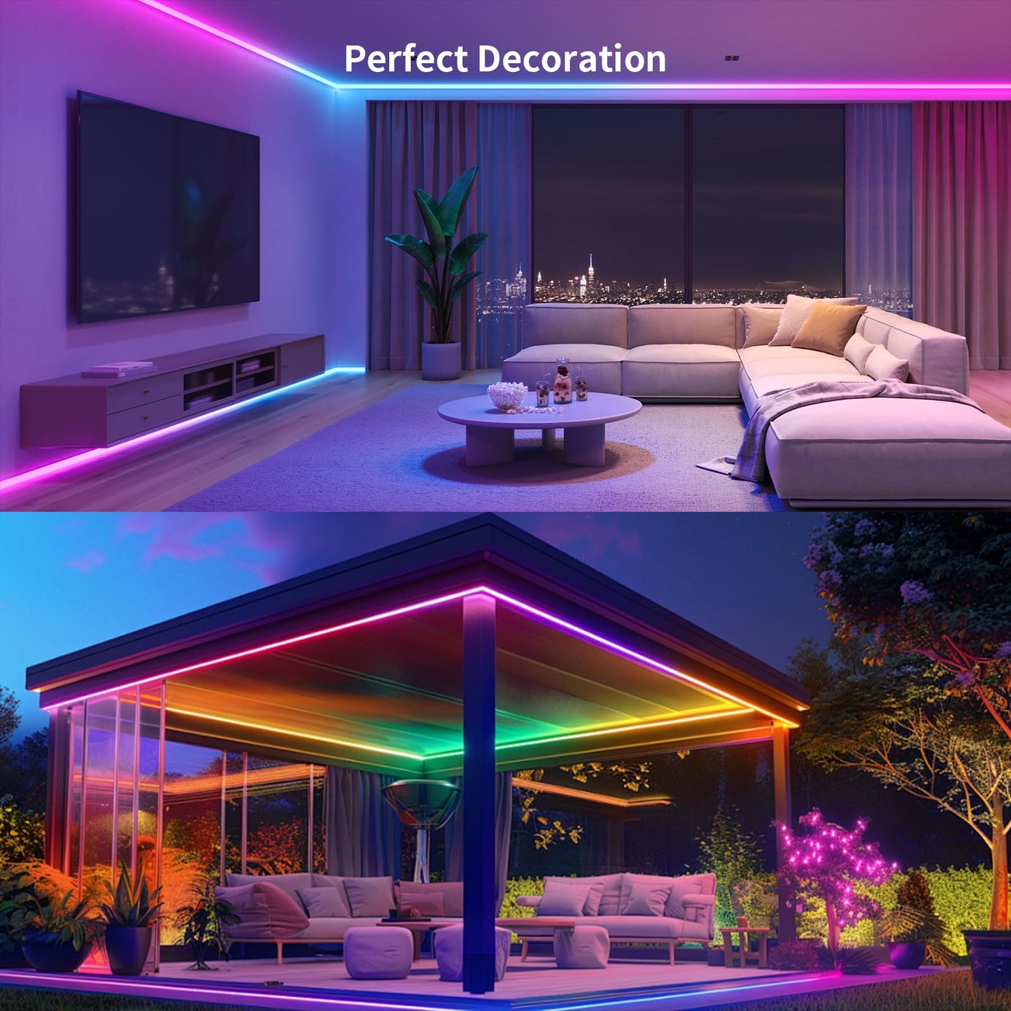 MILADALED COB RGB Lights 3.28FT RGB+IC Led Strip Lights for Game Room Party TV Wall