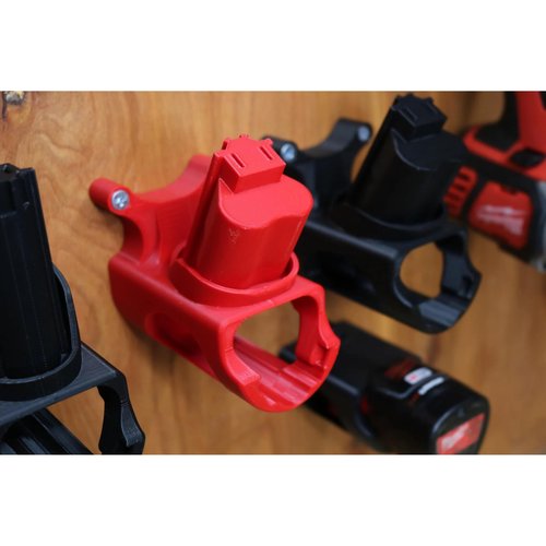 Tool & Battery Wall Mount for Milwaukee M12 - Pegboard Compatible - Red