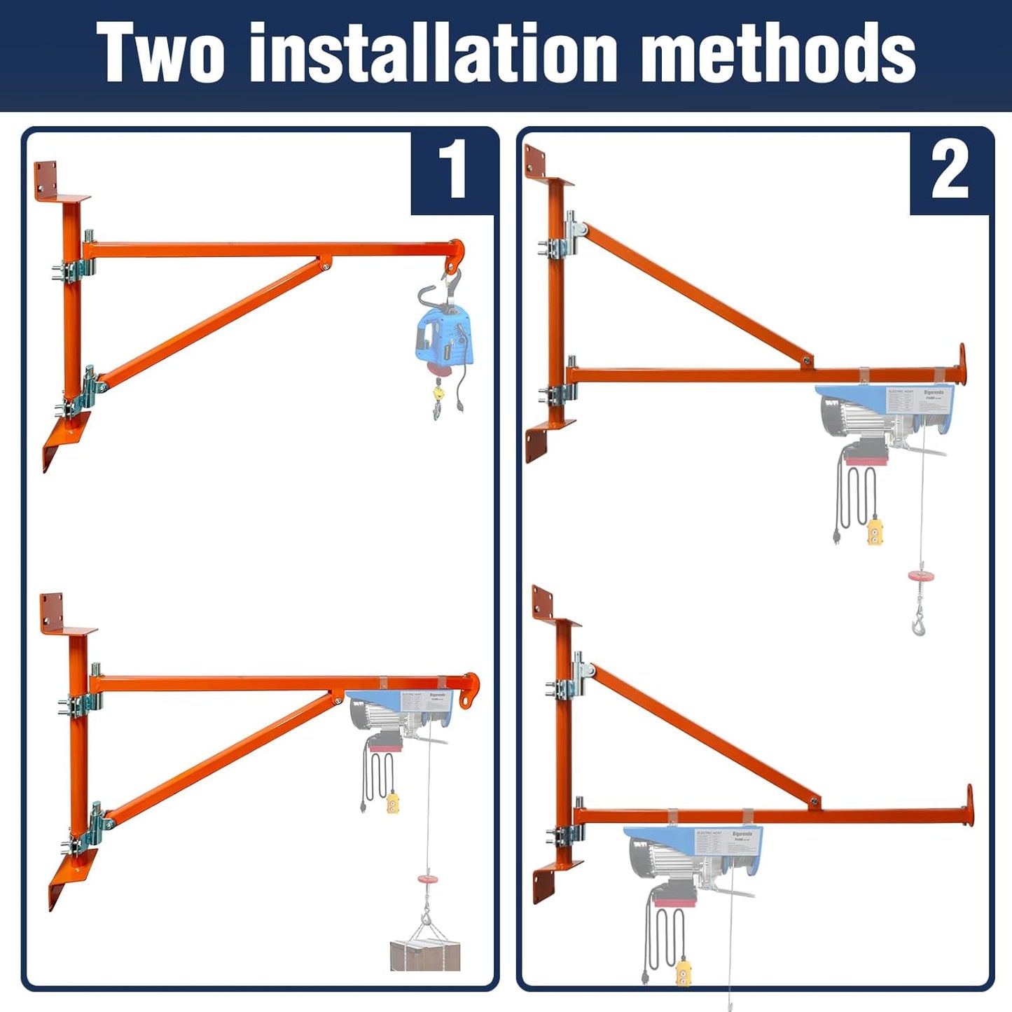 Wall Mount Jib Crane,Hoist Bracket,660lbs Max Load Capacity Electric Scaffolding Lift,All Steel Construction,Electric Hoist Holder Swing Arm with Pole,Shop Crane Jib with 180 Degree Rotation