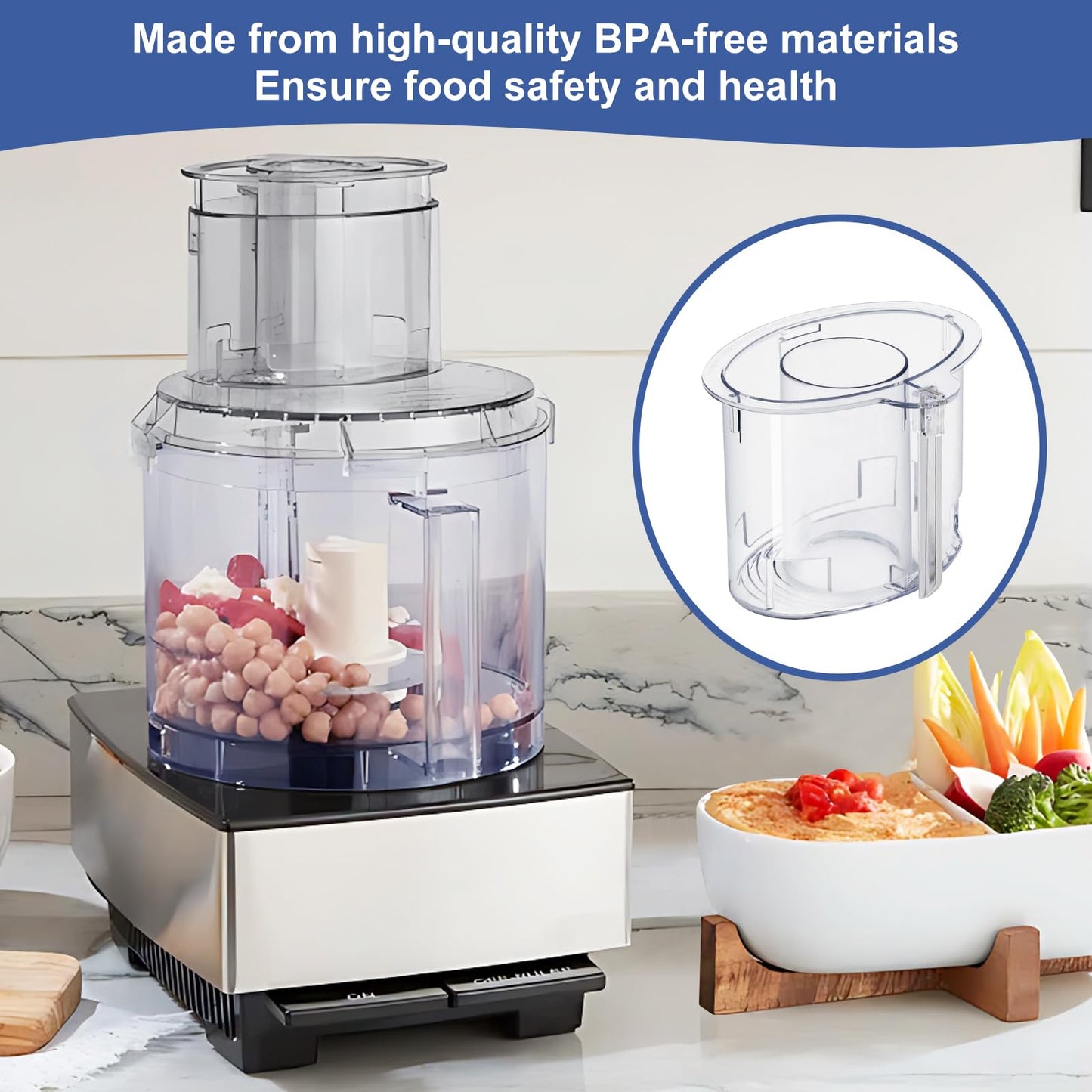 14-cup Large Pusher DLC-2014PT1 and Small Pusher DLC-2014SPT1-1, Compatible 4 Locking Tabs DLC-005AGTXT1 Bowl and DFP-14NWBCT1X Cover, Cuisinart Food Processor Parts Replacement Fits DFP-14 DLC-2014,