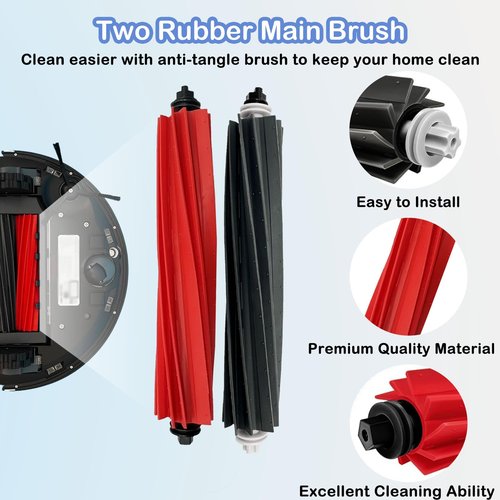 Replacement Parts Compatible with Roborock S8 Pro Ultra Robotic Vacuum Cleaners Accessories Kits, 2 Main Brush, 1 Rolling Brush, 4 HEPA Filters, 4 Side Brushes, 4 Mop Pads, 6 Dust Bags