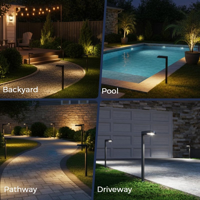 XMCOSY+ Solar Pathway Lights, 4 Pack All-Metal Motion Sensor Outdoor Lights Waterproof, 300LM Bright Garden Light for Yard, Backyard, Driveway, Walkway, 3 Lighting Modes (Warm/Cool White)