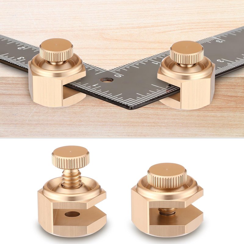 Ceoighe 4 Pack Stair/Square Gauge Set for Framing Square, Stair Stringer Layout Tool for Circular Saw, Carpentry Squares and Rafter Layout, Aluminum Alloy Stair Gauge Tool(Gold)