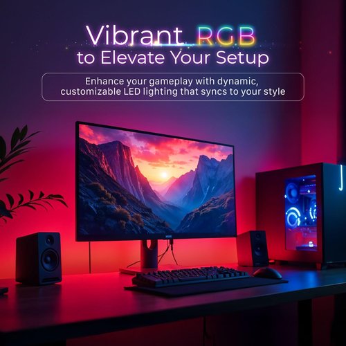 Fosmon Gaming Light Bar (27-32 inch) Monitor LED Backlight, USB-Powered RGB Lights with Customizable Settings and Secure Mounting for Monitor, PC, Computer