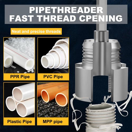 Integrated Internal & External Pipe Threading Tool,Electric Drill Compatible PVC Pipe Threader Kit,1/2" 3/4" Tool, Plastic Pipe Threader Kit, Dual Thread Design (Internal & External) (1/2“)