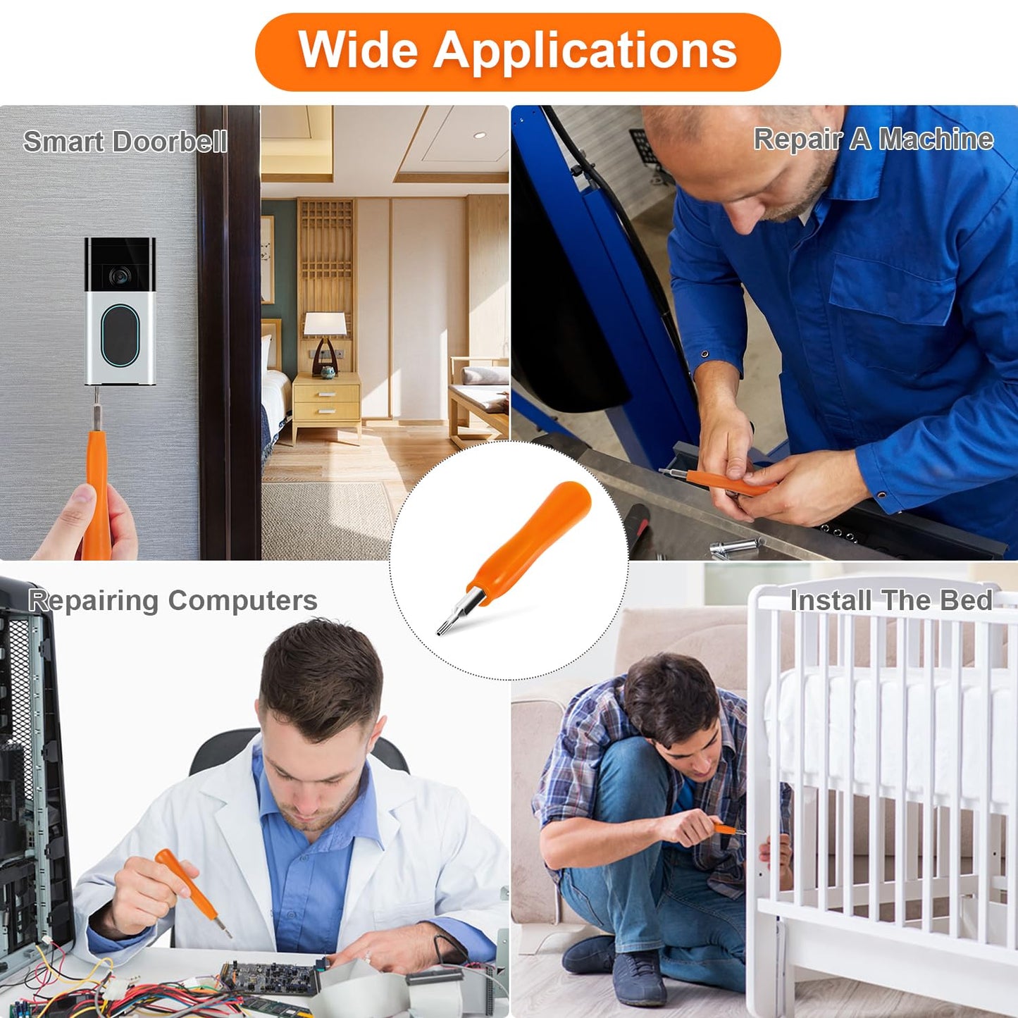 Screwdriver for Ring Doorbell Screwdriver Replacement with WiFi Password Reset and Battery Change, Fits for All Ring Video Doorbell Models (Orange), CTYUKHS