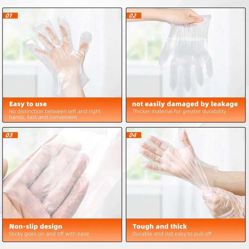 GENERALCARE Disposable Plastic Gloves Food Handling Service Gloves Disposable For Cooking (100PCS, universal)