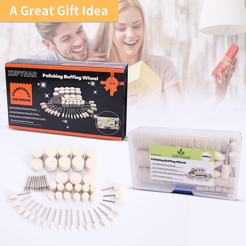 XUPYNAR 100PCS Polishing Buffing Wheel for Dremel Polishing Kit, Polishing Wheel for Dremel Tool Accessories, with 1/8" Shank for Buffing Wheels