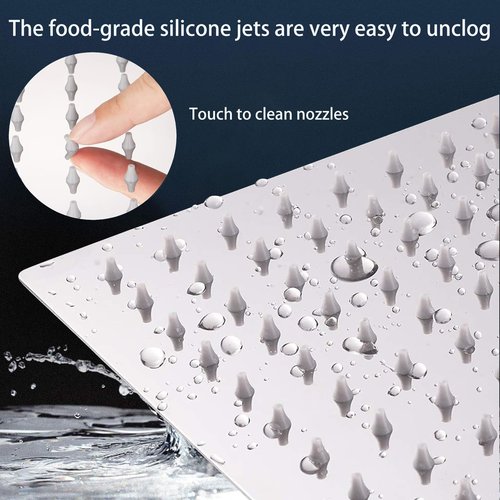Katezon 10" High Pressure Rainfall Shower Head with 16" Shower Arm, Stainless Steel Square Showerhead Self-Cleaning Silicone Nozzles, Ultra-Thin Design, Universal Wall and Ceiling Mount (Chrome)