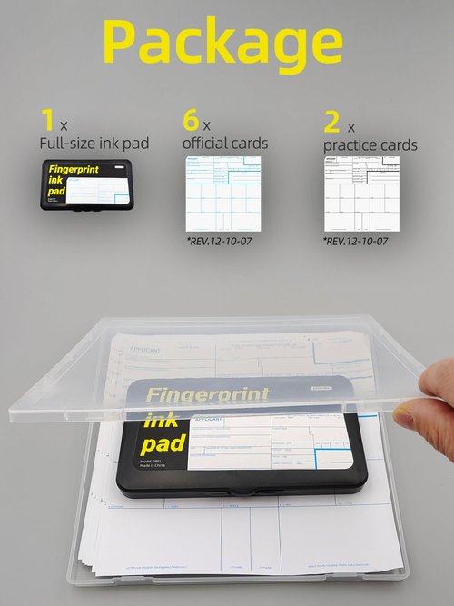 prismite Fingerprint Kit with Large Fingerprint Ink Pad and Fingerprint Cards, Applicable for FD-258