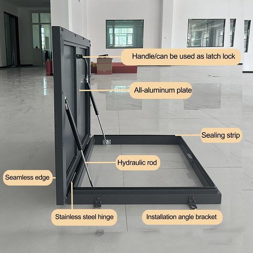 VOLDAX Heavy Duty Commercial Roof Access Hatch Emergency Escape Hatch Cover, Easy Open Roof Hatch with Support Rods, Sealed Roof Access Door for Warehouses(96 * 96cm/37.8 * 37.8in)