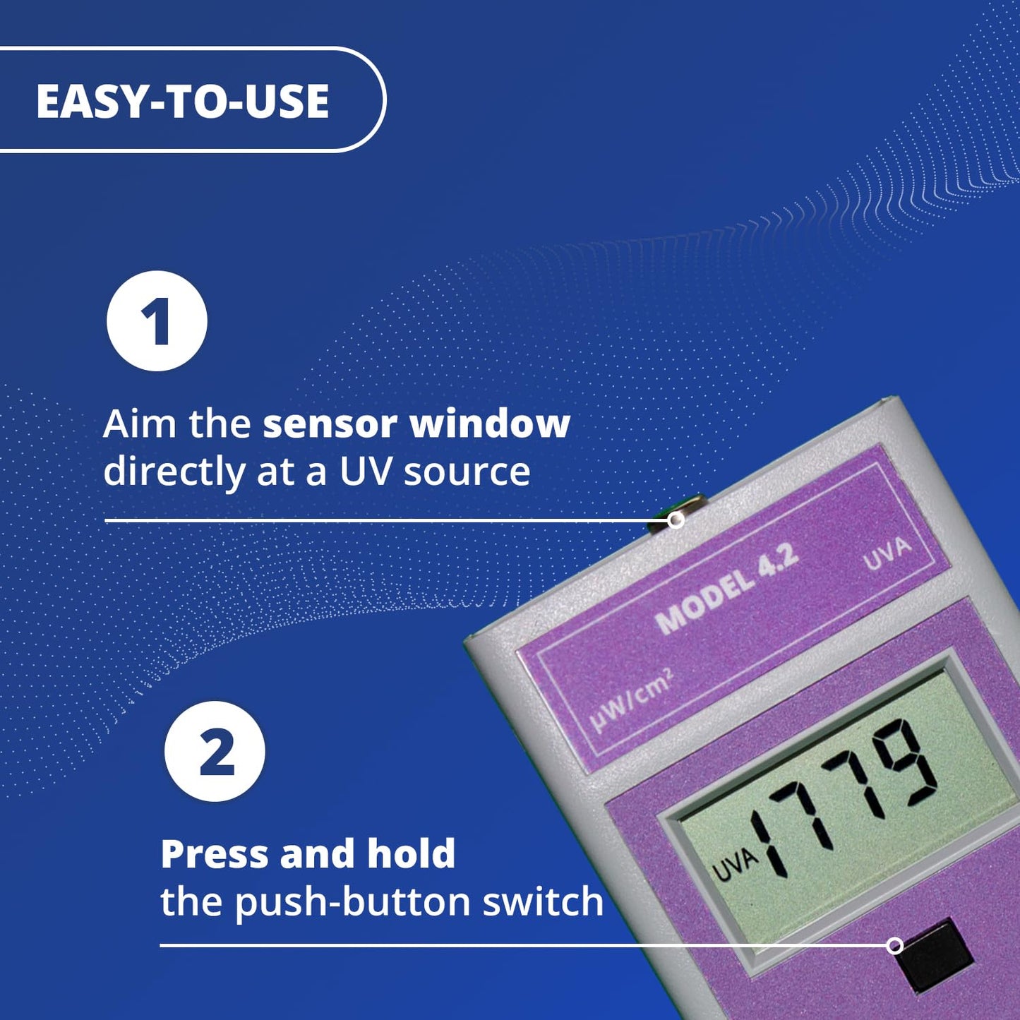 Solarmeter Model 4.2 Sensitive UVA Meter, Digital UVA Radiometer, Portable UV Meter for UV Lamp Testing & More, Effective UVA Light Meter, Measures 320-400 nm, from 0-1999 µW/cm² UVA