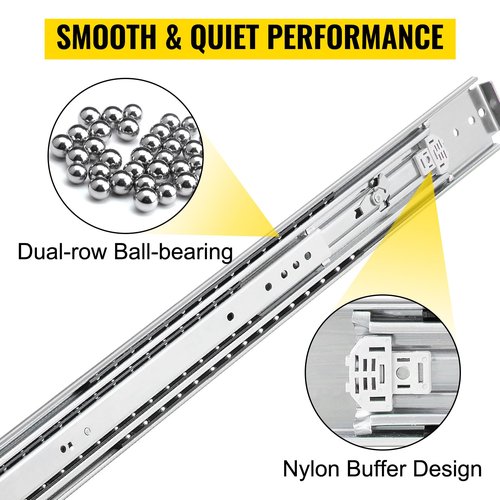 VEVOR Drawer Slides, 1 Pair 60inch Locking Drawer Slides, 500lbs Load Capacity, Side Mount Ball Bearing Drawer Glides, Long Full Extension Drawer Slide