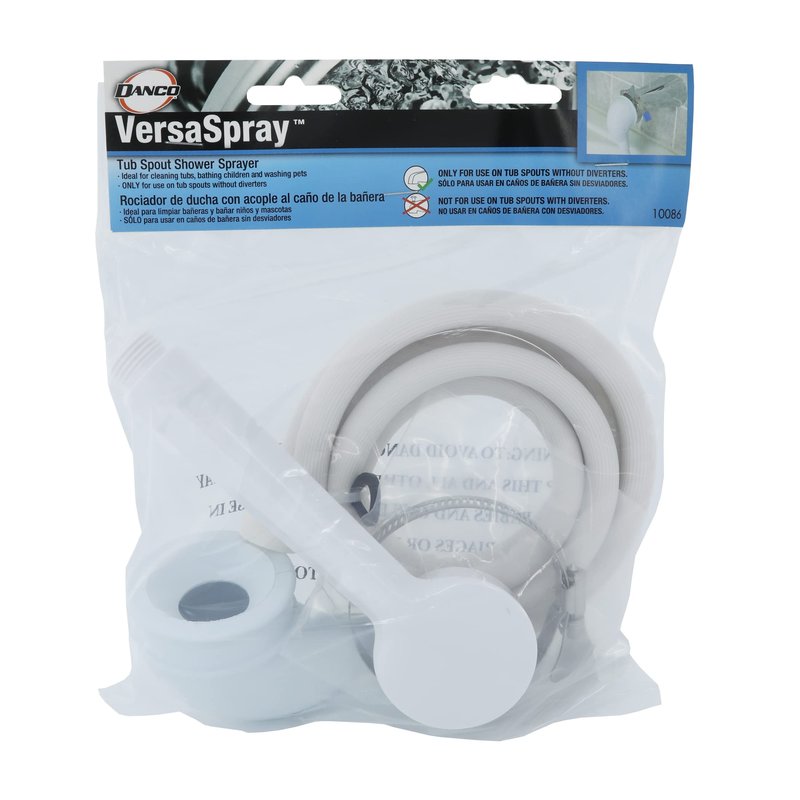 Danco 10086 VersaSpray Portable Hand Held Shower Head Sprayer Fits Bathtubs Without Diverter, 1 Pack, White