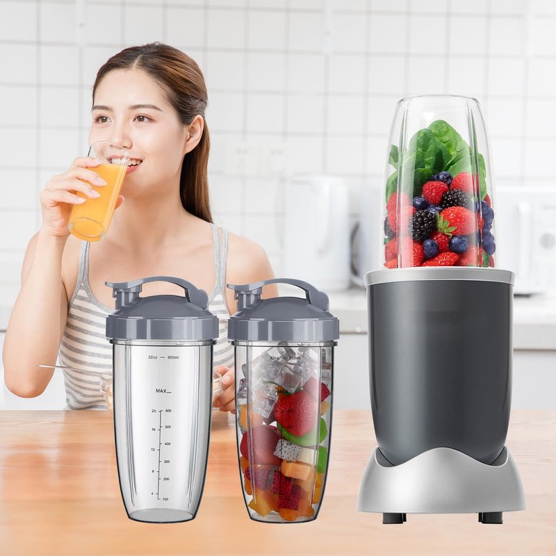 For Nutribullet Blender Cups, Blender Replacement Parts 32oz Cups with Flip-Top To-Go-Lid Compatible with Nutribullet Replacement Parts 32oz for Nutri Bullet 600W and 900W NBR-0601WM