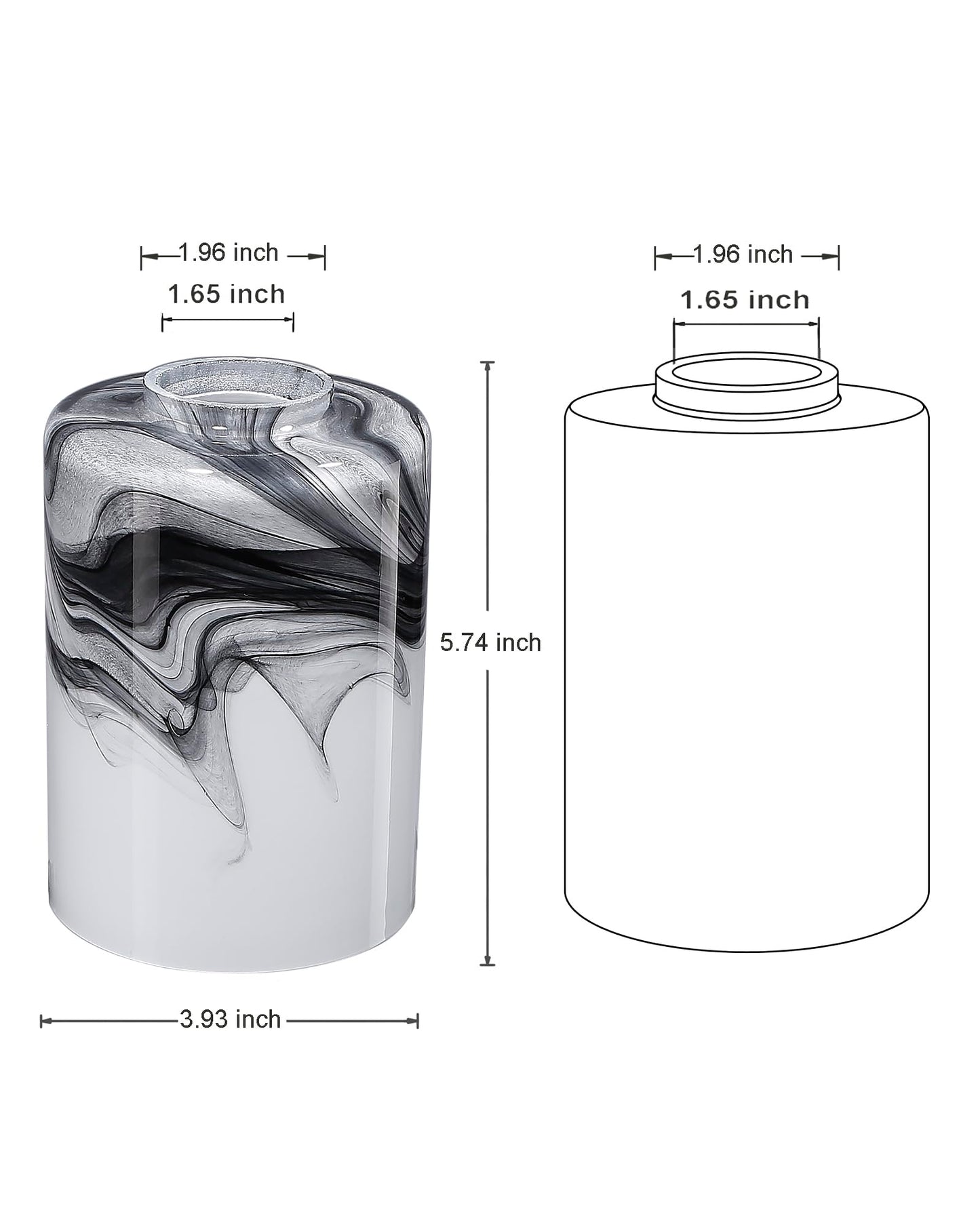 3P Cylinder glass Lampshades for Wall Sconce Light Cover Blown Art Glass Ceiling Fan light Cover Globe Replacement Fixture for Vanity Light Shade1.65in fitter Height5.74 in Grey marble