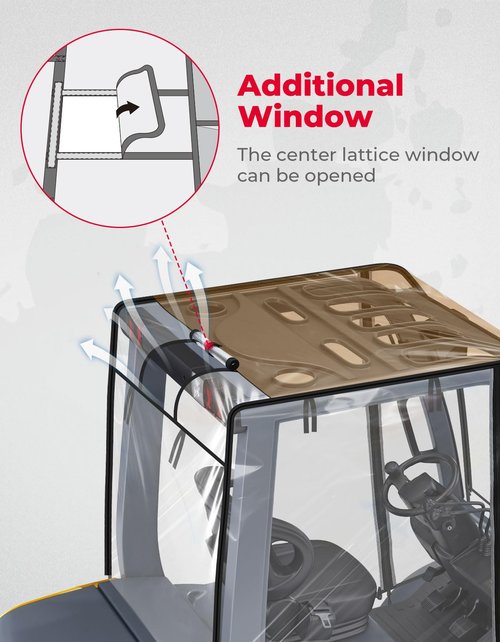 KEMIMOTO Forklift Cover for Rain with Rear Window, Waterproof Cab Enclosure 0.8MM Thick Fork Truck Cover PVC Film, Anti-UV Universal Fit, 61"Top 51.2" L x 41.3" W x 51.1" H, Fit Forklift up to 8000 lb