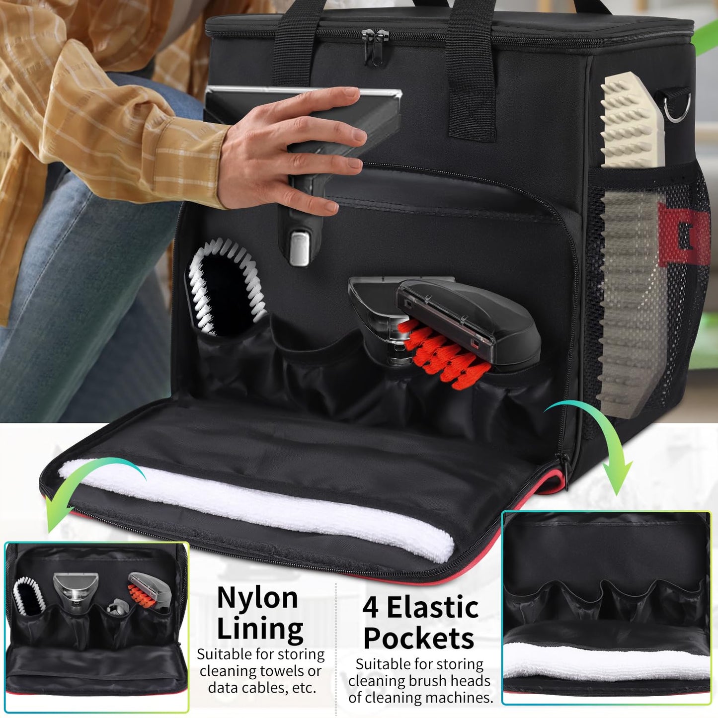 QWARVEL Storage Case for Bissell Carpet Cleaner Machine 3682/2458/3624/3860/Hoover Carpet Cleaner FH14050, Carry Bag Compatible with Bissell Upholstery Steamer Portable Steam Cleaner Storage Bag Only