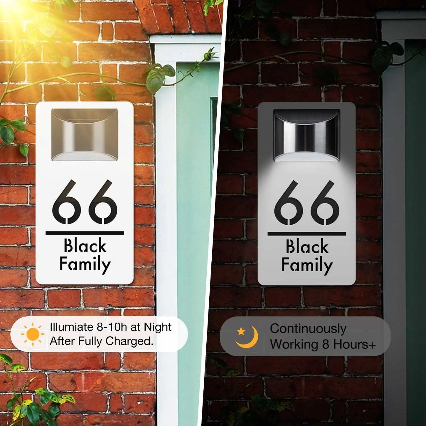 Personalized Solar House Numbers for Outside, Custom House Numbers for Outside Light Up, Modern LED Solar House Number Sign for Garden Yard Home