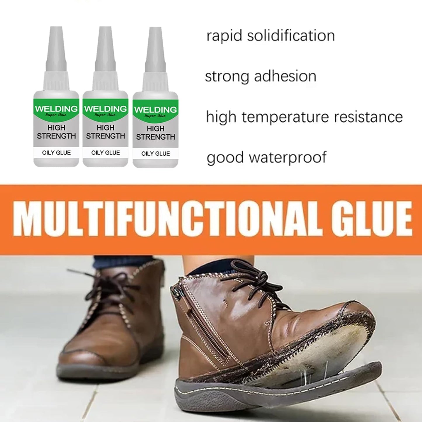 150ML Welding High-Strength Oily Glue, Jue-Fish Multifunctional Glue, Universal Super Glue, Instant Bonding, Strong Adhesion, Repairs Last Long Time for Metal, Wood, Ceramics,Leather, Glass (3PCS)