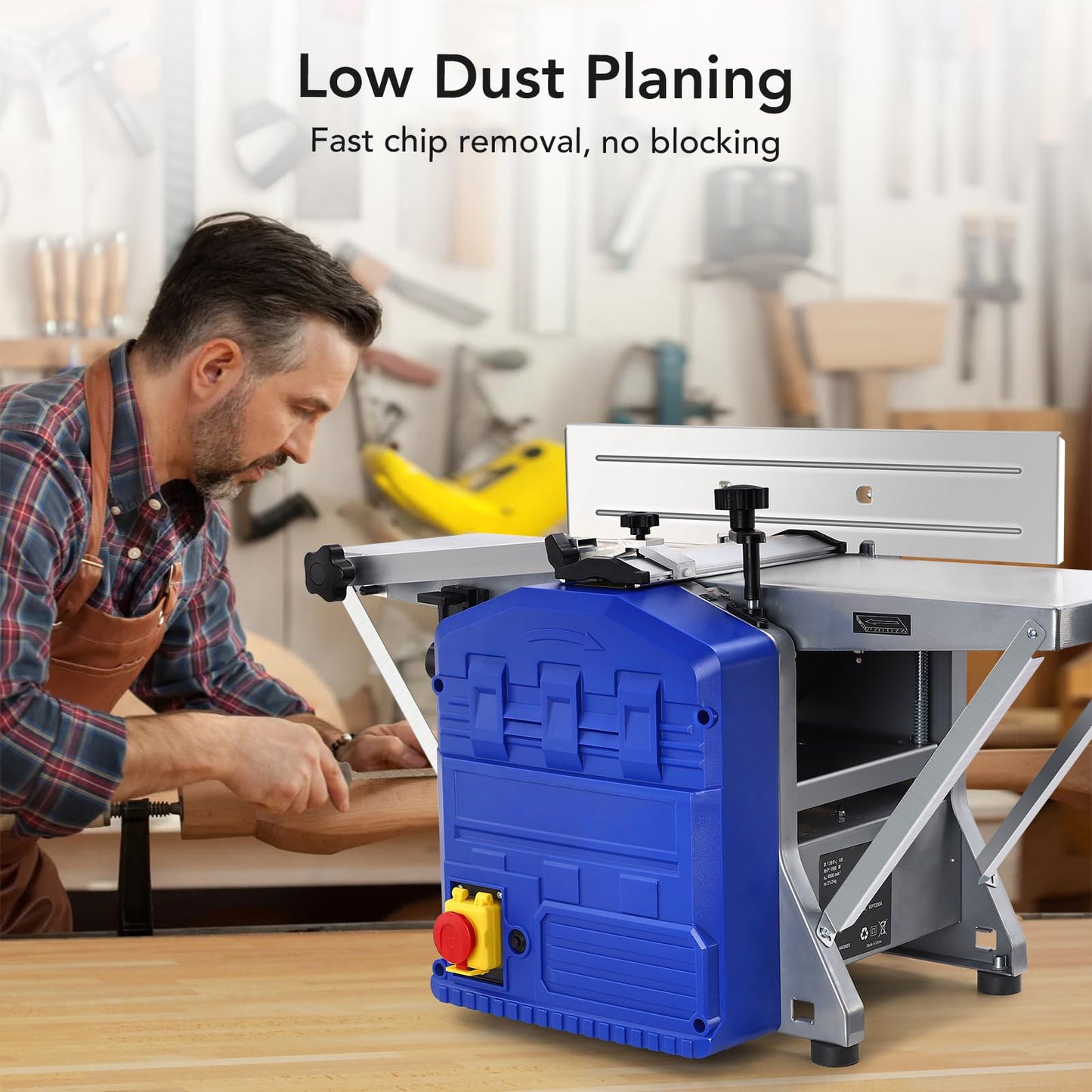 Electric Bench Planer,Dual Function Wood Planer Machine,Low Noise,Worktable Thickness Planer for Hardwood Softwood Planing and Thicknessing Benchtop Woodworking Tool 1250W 9.8x8.3×14 Inch