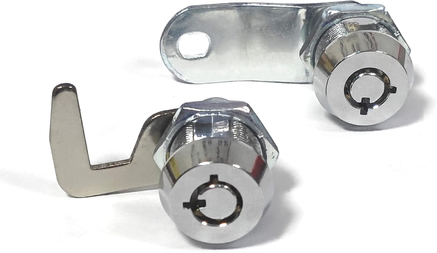 2 Pack Toolbox Lock 5/8" Tubular Cam Replacement Lock Hook Cam Keyed Alike with 4 Keys