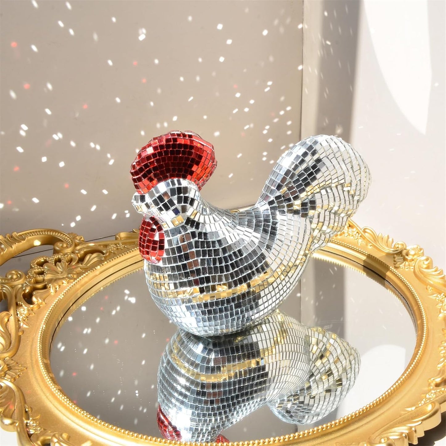 Mirror Disco Ball,Chicken Shape Disco Balls,Cool Reflective Light Mirror Balls for for DJ Club Party, Disco Dancing Party Decoration, Home Decor Chicken Sculptures and Statues