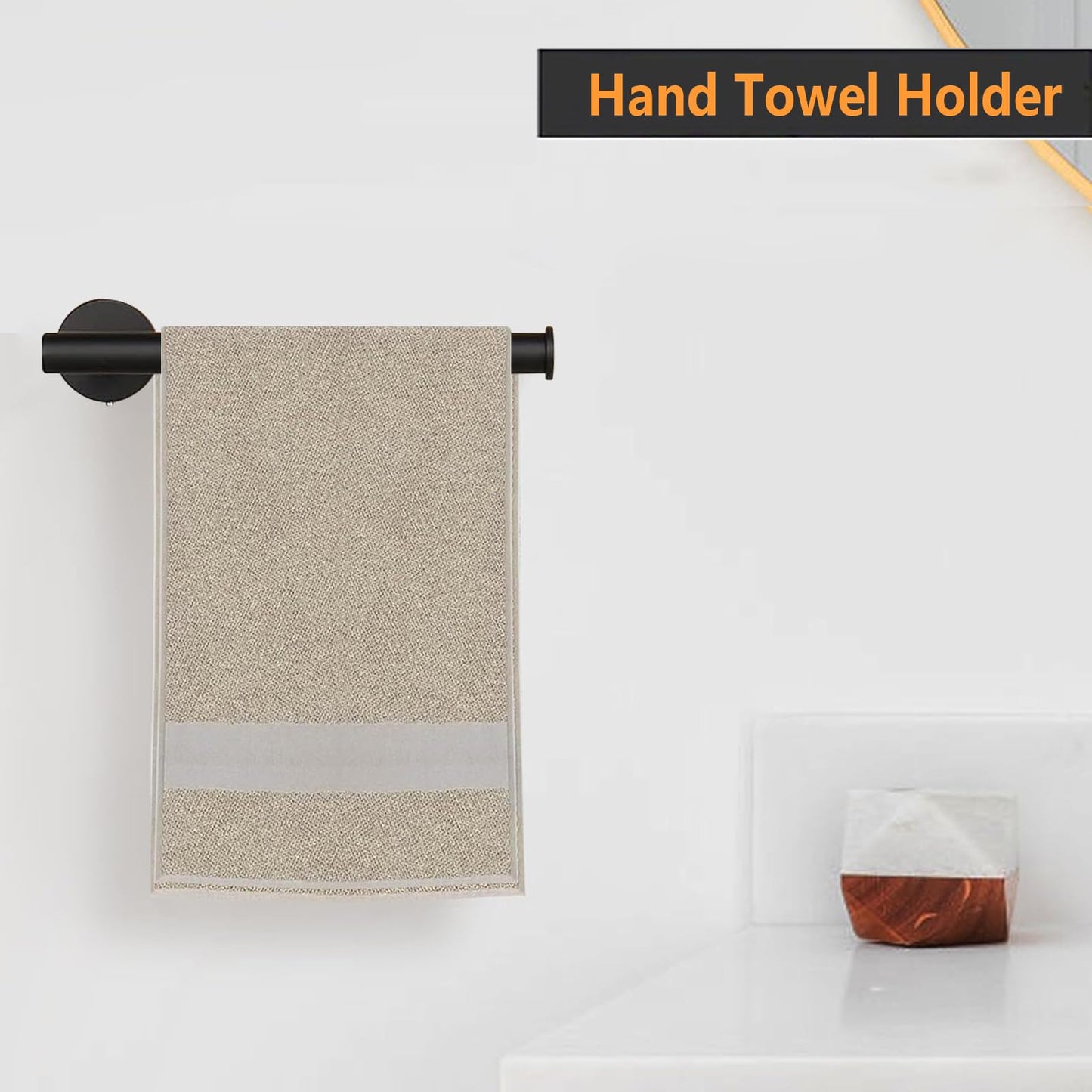 Sotuai Hand Towel Holder - 9" Modern Design Towel Ring, Thicken SUS 304 Stainless Steel Towel Holder for Bathroom Wall, Contemporary Hand Towel Rack - Matte Black