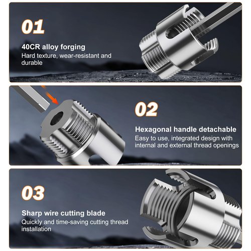 HJKLIUT Integrated Internal & External Pipe Threading Tool, PVC Pipe Threader Tool, Dual-Function Pipe Thread Cutting Kit for 1/2" & 3/4" (1/2''+3/4'')