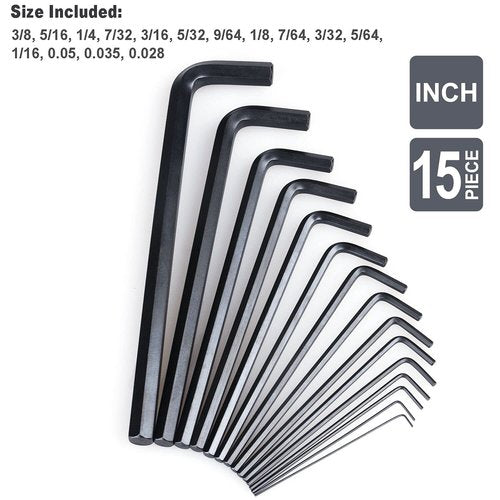 EFFICERE 30-Piece Premium Hex Key Allen Wrench Set, SAE and Metric Assortment, L Shape, Chrome Vanadium Steel, Precise and Chamfered Tips | SAE 0.028-3/8 inch, Metric 0.7-10 mm | In Storage Case