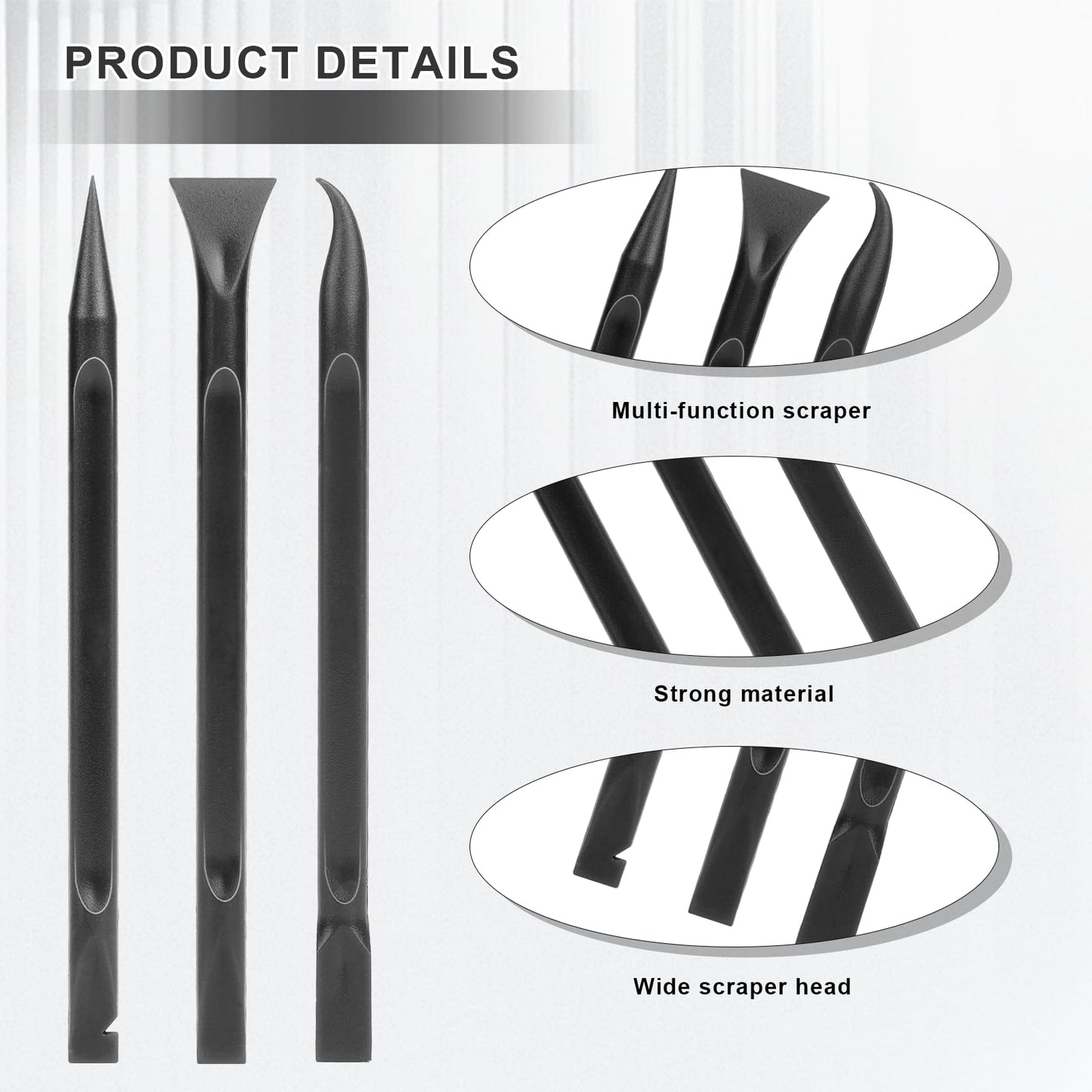 Plastic Scraper, 6 Pcs Multipurpose Crevice Cleaning Tool Non-Scratch Scraper for Cleaning Tight Spaces Pen-shaped Car Detailing Tools for Removing Stickers, Labels, Oil Stains, Food, Dirt (Black)
