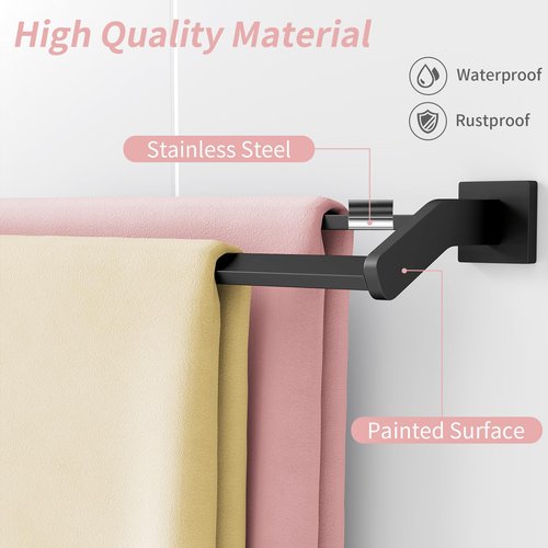 STWWO Double Towel Bars, 32 Inch Towel Holder Towel Racks for Bathroom, Stainless Steel Bath Towel Rack Towel Holder Wall Mounted, Black