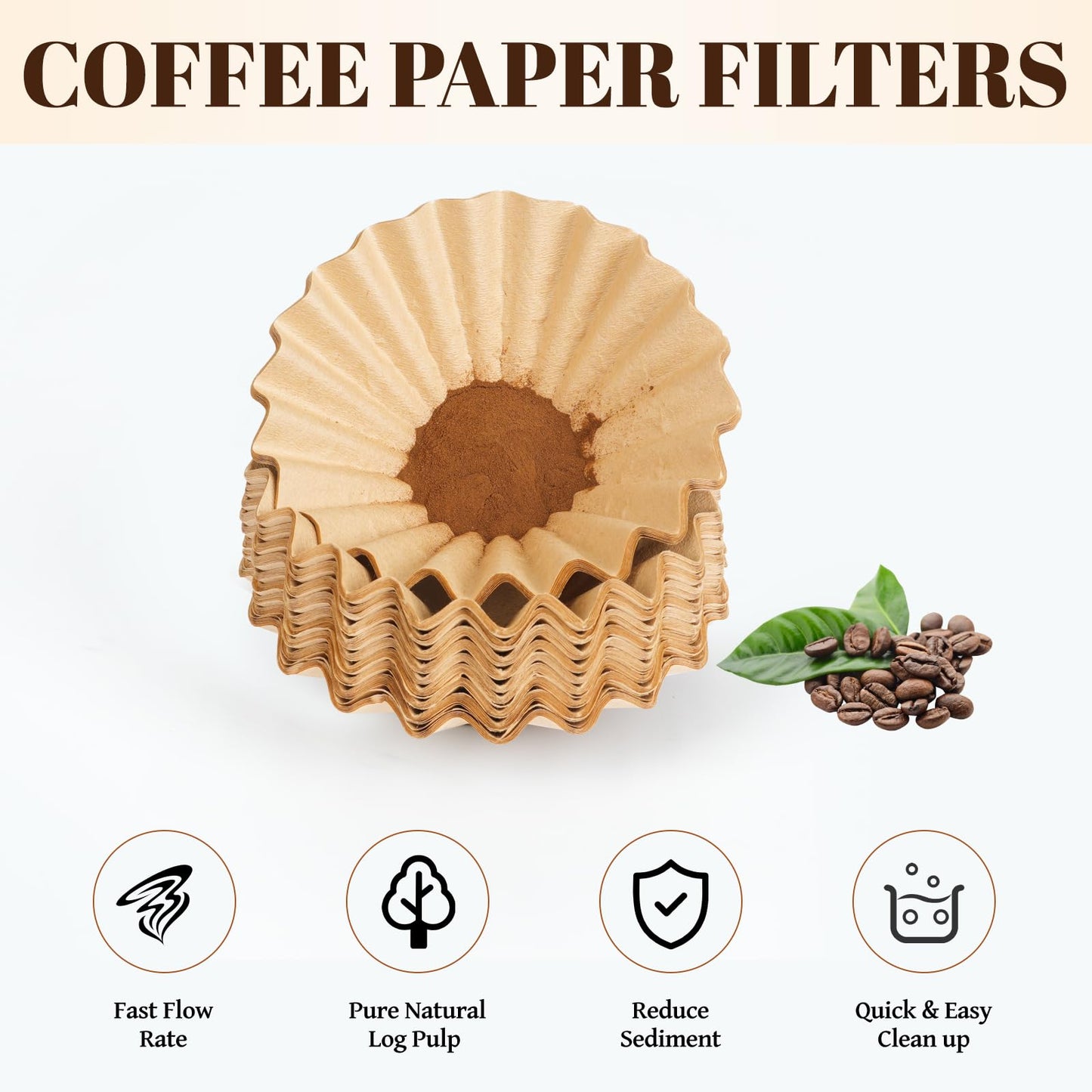 Disposable Coffee Paper Filter, 150 PCS Unbleached Coffee Filters Compatible with Ninja Pod & Grounds Specialty Single-Serve Coffee Maker, Paper Filters for Ninja PB051 PB041 Coffee Maker