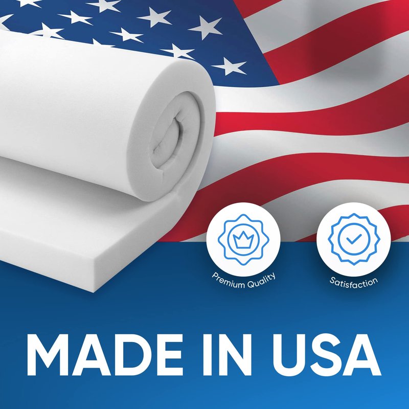 AK Trading CO. AK-Trading Upholstery High Density 4"" Height x 24"" Width x 72"" Length-Home or Commercial Use Seat Replacement Cushion-Made in USA Foam (FOAM-HD-4x24x72)