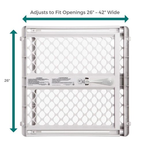 MYPET North States Universal Pet Gate: 26” - 42” Wide Dog Gate. Use as Pressure Mounted Gate or Swinging Door with Included Hardware. Dog Gates for Doorways, 26" Tall, Gray