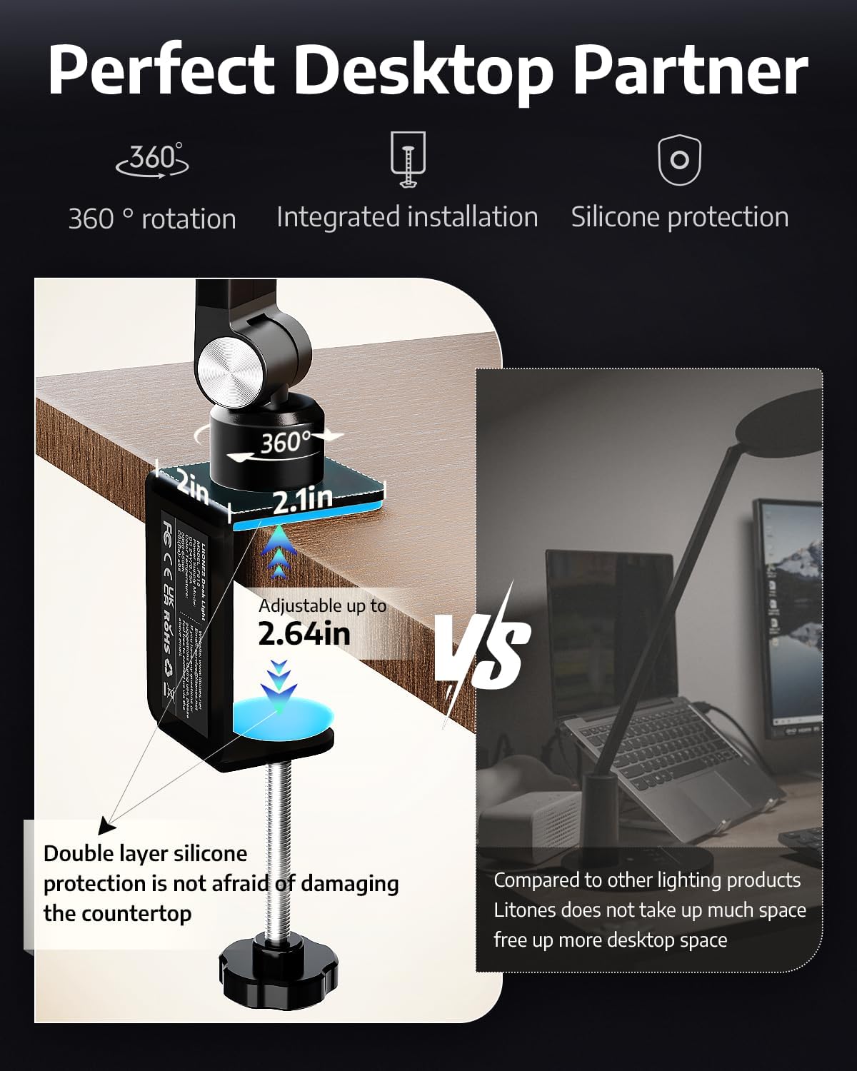Video Conference Lighting for Zoom Meeting, Desk Lamps for Home Office, 30 Light Modes Desk Light, Ring Light for Desk with Flexible Stand & Memory Function for Zoom Lighting, Video Streaming, Drawing