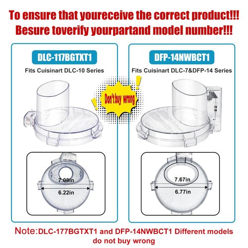 4 Locking Knob DFP-14NWBCT1 Food Processor Replacement Bowl Lid, Compatible with Cuisinart Food Processor DLC-005AGTXT1 Bowl, Suitable for Model DFP-14