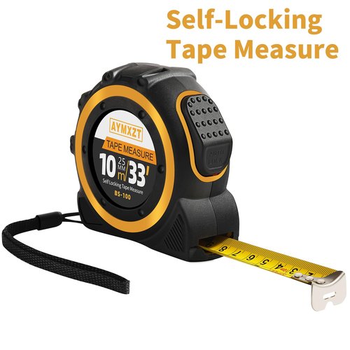 33ft Tape Measure, Self-Locking Telescopic Measure Tape, Easy to Read, Heavy Duty Measuring Too