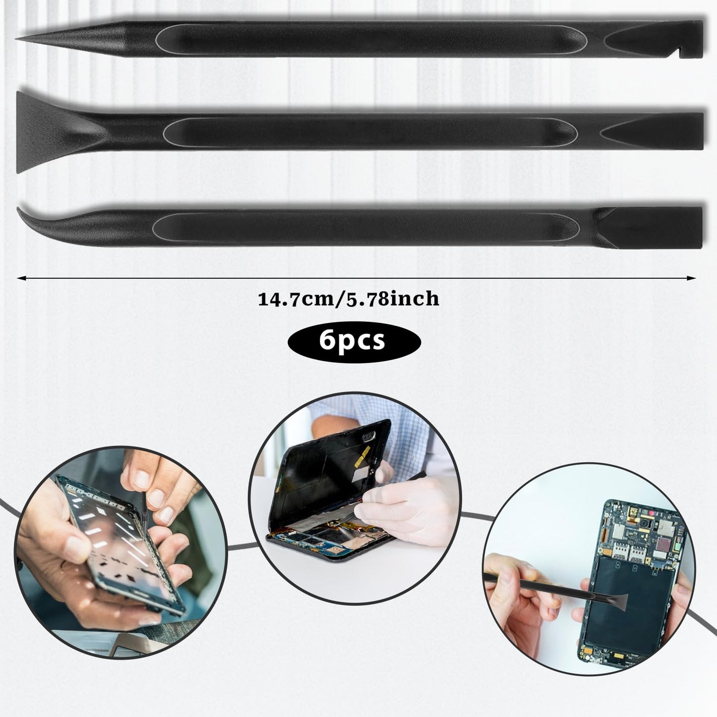 Plastic Scraper, 6 Pcs Multipurpose Crevice Cleaning Tool Non-Scratch Scraper for Cleaning Tight Spaces Pen-shaped Car Detailing Tools for Removing Stickers, Labels, Oil Stains, Food, Dirt (Black)