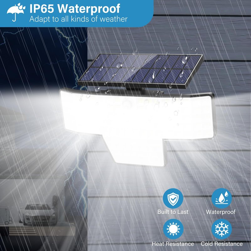 Adewalk Solar Lights Outdoor, 2PACK 448 LED Wall-Mounted Flood Light, 3500LM IP65 Waterproof Solar Street Lights with Motion Sensor and Remote Control for Dusk-to-Dawn Illumination