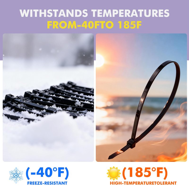 DAQIANG 12 Inch Zip Ties (100 Pack) - 45 lb Tensile Strength, Black Self-Locking Nylon Cable Ties for Indoor & Outdoor Use