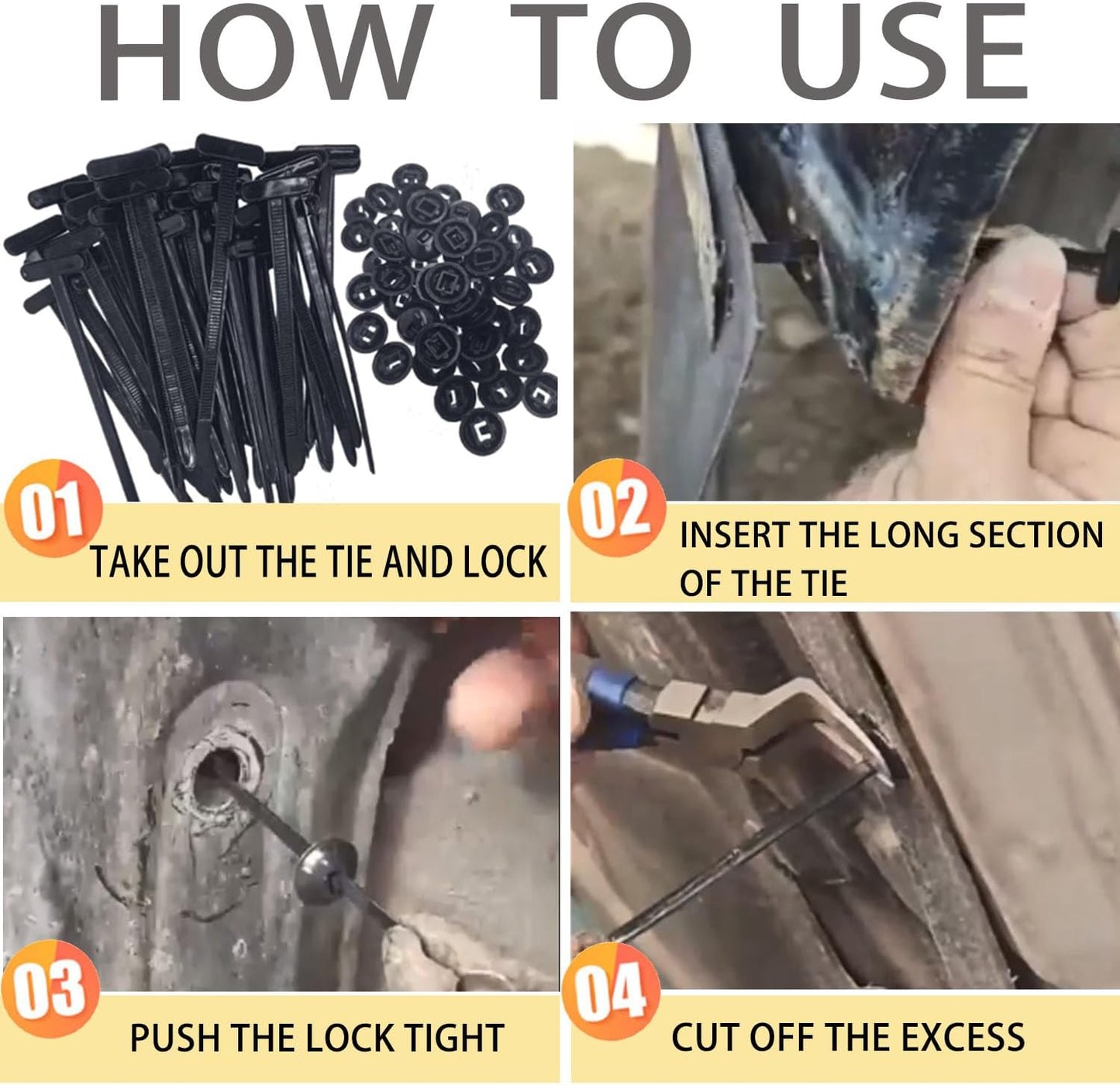 Nylon Universal Cable Tie Buckle, Locking Zip Ties Holder with Pin & Button Design, Suitable for Car Daily Auto Fixing (50PCS)