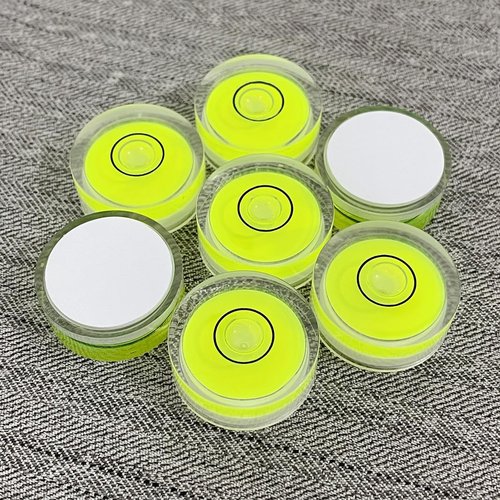 YMGBHNKJLS 4Pcs Small Circular Bubble Levels with Double Sided Adhesive Bottom Mini Little Stick-on Bubble Spirit Level Measuring Layout Tools Levels (25x10mm)