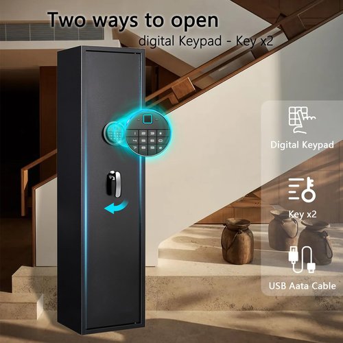 SHICHI 8-12 Gun Safes for Rifles and Pistols, Electronic Rifle Safes for Home, Shotgun Long Gun Cabinets, Large Gun Locker, Dual Alarm & Mute Mode Switching, Quick Access, No Assembly Required